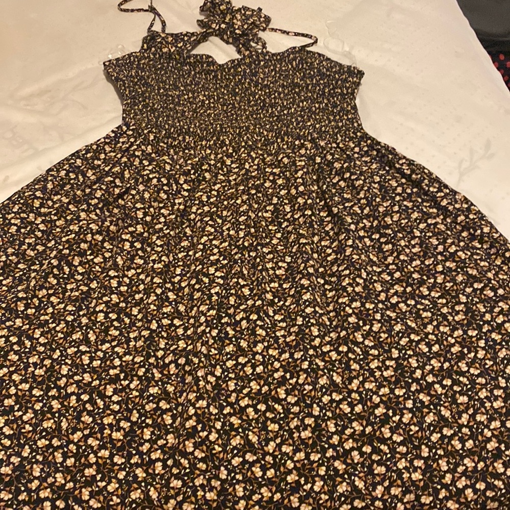 Floral strapless backless dress